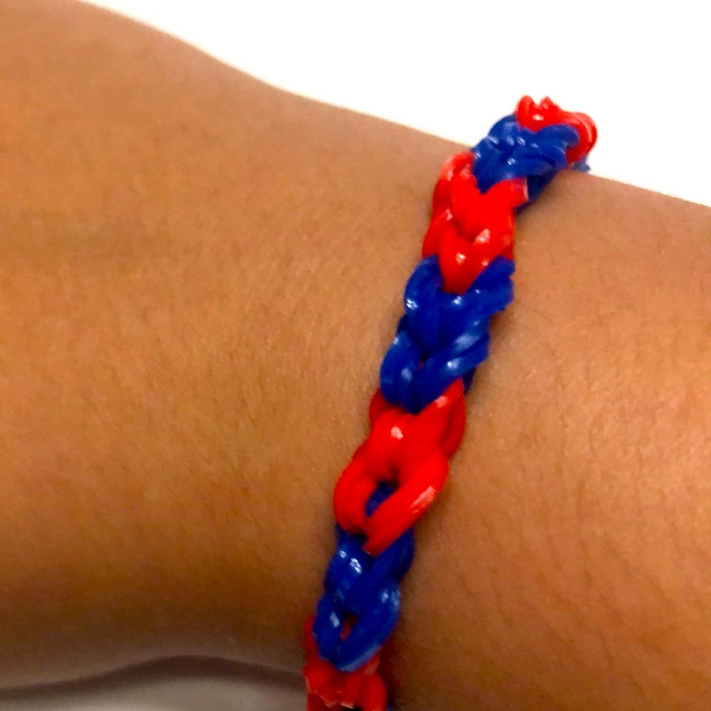 Blue and white and red